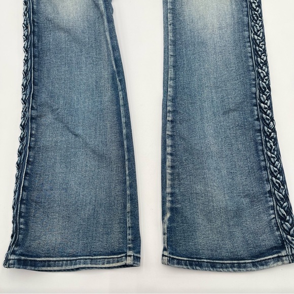 Rock & Roll Cowgirl Jeans Womens Size 30x34 Bootcut Stretch Denim Braided Y2K - Picture 9 of 16